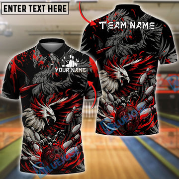 BlueJose Bowling And Pins Fierce Phoenix Flame Graphic Customized Name, Team Name 3D Shirt (4 Colors)