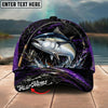 BlueJose Fishing Purple Lightning Rod Splash Personalized Name Classic 3D Cap Personalized Cap (13 Breeds)