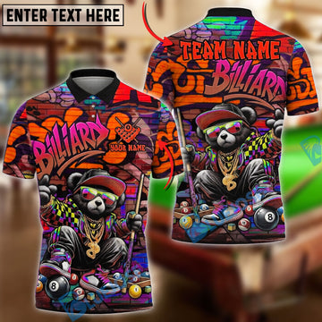 BlueJose Billiards Ball 8 Hip Hop Bear Graffiti Style Personalized Name Shirt (4 Colors)