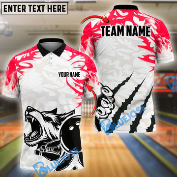 BlueJose Bowling And Pins Wolf Scratch Customized Name, Team Name 3D Shirt (4 Colors)
