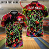 BlueJose Bowling And Pins X Crazy Bear Neon Graffiti Street Style Customized Name, Team Name 3D Shirt (4 Colors)