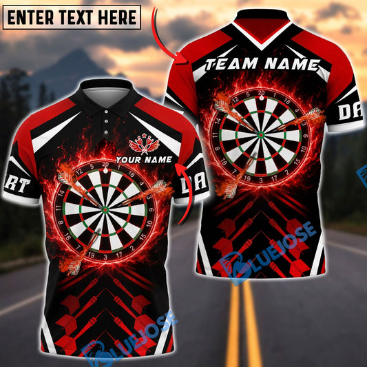 BlueJose Darts Flaming Dartboard and Flying Arrow Personalized Name, Team Name Unisex Shirt (4 Colors)