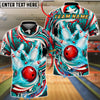 BlueJose Bowling Patriotic Swirl Ball Pins Design Customized Name, Team Name 3D Shirt (4 Colors)