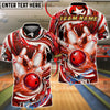 BlueJose Bowling Patriotic Swirl Ball Pins Design Customized Name, Team Name 3D Shirt (4 Colors)