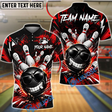 BlueJose Bowling And Pins Cool Gangster Strike Customized Name, Team Name 3D Shirt (6 Colors)