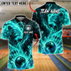 BlueJose Bowling And Pins Thunder Bear Lightning Clap Design  Customized Name, Team Name 3D Shirt (4 Colors)