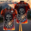 BlueJose Darts Flaming Inferno Skull Dartboard Design Personalized Name, Team Name Unisex Shirt (4 Colors)
