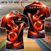 BlueJose Bowling And Pins Wave Strike Luxury Black Gold Customized Name, Team Name 3D Shirt (6 Colors)