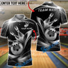 BlueJose Bowling And Pins Wave Strike Luxury Black Gold Customized Name, Team Name 3D Shirt (6 Colors)