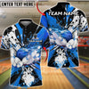 BlueJose Bowling And Pins Black Paint Splash Design Customized Name, Team Name 3D Shirt (4 Colors)