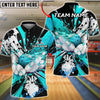 BlueJose Bowling And Pins Black Paint Splash Design Customized Name, Team Name 3D Shirt (4 Colors)