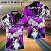BlueJose Bowling And Pins Black Paint Splash Design Customized Name, Team Name 3D Shirt (4 Colors)