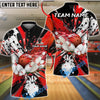 BlueJose Bowling And Pins Black Paint Splash Design Customized Name, Team Name 3D Shirt (4 Colors)