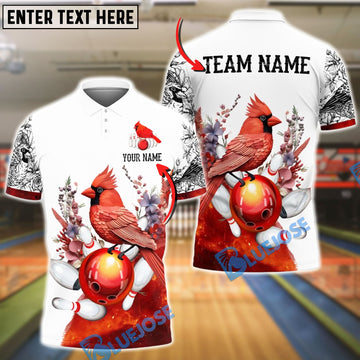 BlueJose Bowling And Pins Cardinal Customized Name, Team Name 3D Shirt (4 Colors)