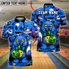 BlueJose Bowling And Pins Zombie Teddy Cartoon Customized Name, Team Name 3D Shirt (4 Colors)