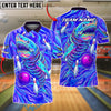 BlueJose Bowling And Pins Deep Sea Shark Neon Style Customized Name, Team Name 3D Shirt (4 Colors)
