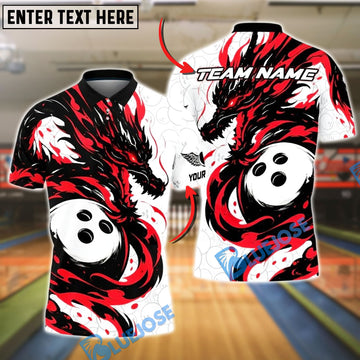 BlueJose Bowling And Pins Legendary Dragon Strike Customized Name, Team Name 3D Shirt (4 Colors)