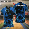 BlueJose Bowling And Pins Angry Bear Fire Strike Wild Roar Customized Name, Team Name 3D Shirt (4 Colors)
