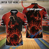 BlueJose Bowling And Pins Angry Bear Fire Strike Wild Roar Customized Name, Team Name 3D Shirt (4 Colors)