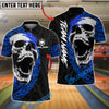 BlueJose Bowling And Pins Skull Gothic Tribal Tattoo Style Customized Name, Team Name 3D Shirt (4 Colors)