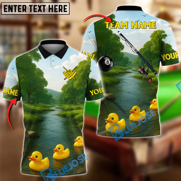 BlueJose Billiards 8 Ball Ducks On River Personalized Name, Team Name Unisex Shirt