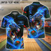 BlueJose Bowling And Pins Fire Raging Lion Customized Name, Team Name 3D Shirt (4 Colors)