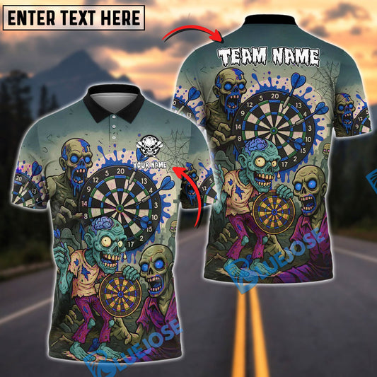 BlueJose Darts Zombie Attack Personalized Name, Team Name Shirt (4 Colors)