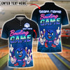 BlueJose Bowling And Pins Cartoon Bowling Squad Customized Name, Team Name 3D Shirt (4 Colors)