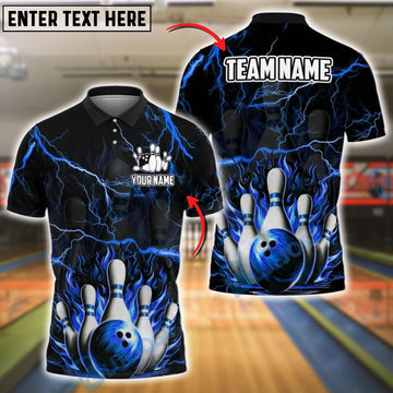 BlueJose Bowling And Pins Inferno Strike Customized Name, Team Name 3D Shirt (4 Colors)