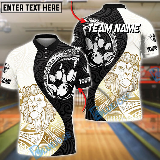 BlueJose Bowling And Pins Lion King Tribal Customized Name, Team Name 3D Shirt (4 Colors)
