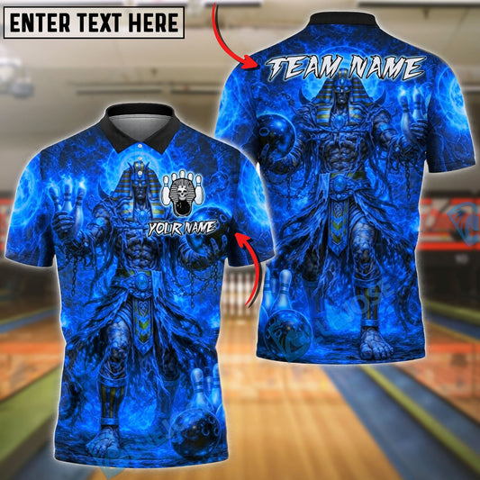 BlueJose Bowling And Pins Dark Pharaoh Thunder Customized Name, Team Name 3D Shirt (4 Colors)