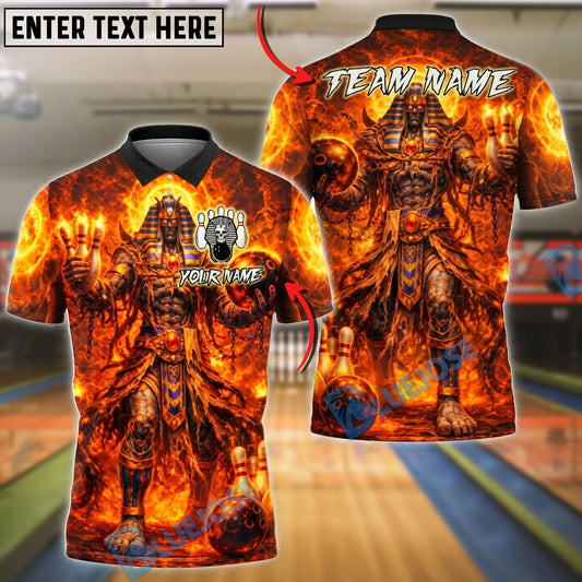 BlueJose Bowling And Pins Dark Pharaoh Thunder Customized Name, Team Name 3D Shirt (4 Colors)