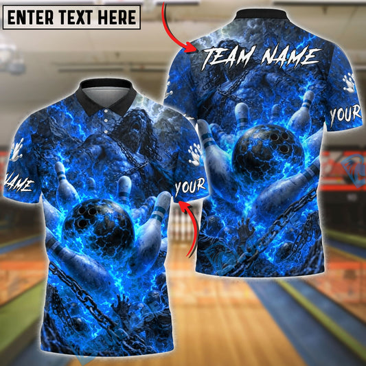 BlueJose Bowling And Pins Magma Thunder Titan Customized Name, Team Name 3D Shirt (4 Colors)