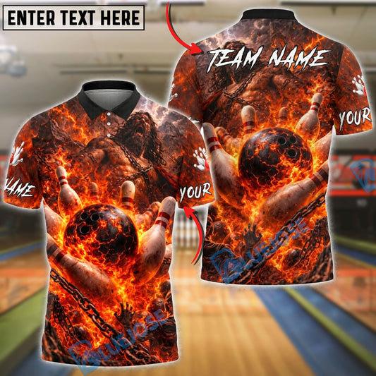 BlueJose Bowling And Pins Magma Thunder Titan Customized Name, Team Name 3D Shirt (4 Colors)