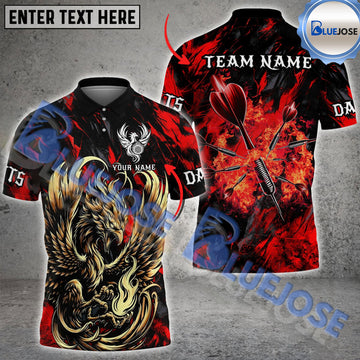 BlueJose Darts Golden Phoenix Personalized Name, Team Name Shirt (4 Colors)