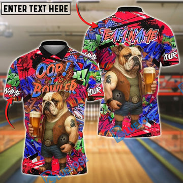 BlueJose Bowling And Pins Graffiti Beer Bulldog I Bowled Customized Name, Team Name 3D Shirt (4 Colors)