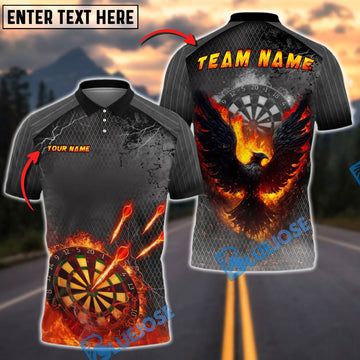 BlueJose Darts Diabolus Unique Flame Bird Customized Name, Team Name 3D Shirt (4 Colors)