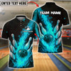 BlueJose Bowling And Pins Inferno Strike Down Customized Name, Team Name 3D Shirt (4 Colors)