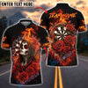 BlueJose Darts Skull Girl Flaming Rose Customized Name, Team Name 3D Shirt (4 Colors)