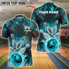 BlueJose Bowling And Pins Flame Power Customized Name, Team Name 3D Shirt (4 Colors)