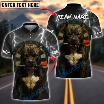BlueJose Darts Pitbull Thunder Personalized Name, Team Name Shirt (4 Colors)