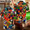 BlueJose Billiards Ball 8&9 Yin Yang Puzzle Pattern Ball Fire Autism Awareness Customized Name, Team Name 3D Shirt