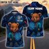 BlueJose Darts Cute Bear Holding Board Multicolor Options Personalized Name Shirt (4 Colors)