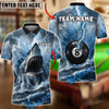 BlueJose Billiards 8 Ball Shark and Lightning Personalized Name, Team Name Unisex Shirt (4 Colors)