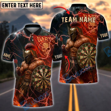 BlueJose Darts Spartan Warrior Customized Name, Team Name 3D Shirt (4 Colors)