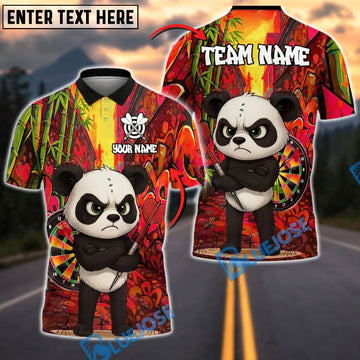 BlueJose Darts Kung Fu Panda Customized Name, Team Name 3D Shirt (4 Colors)