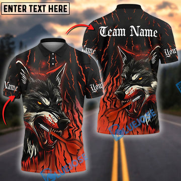 BlueJose Darts Savage Wolf Personalized Name, Team Name Shirt (4 Colors)