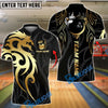 BlueJose Bowling And Pins Sport Dragon Tribal Crown Customized Name, Team Name 3D Shirt (4 Colors)