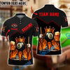 BlueJose Billiards 8 Ball King Fire Beer Style Personalized Name & Team Name Shirt (4 Colors)