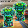 BlueJose Bowling And Pins Graffiti Style Team King Pins Customized Name 3D Shirt (4 Colors)